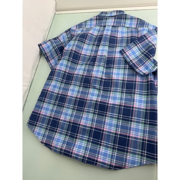 Polo Ralph Lauren Men Oxford Shirt Madras Short Sleeve Button Up Classic Fit XL - Picture 3 of 4